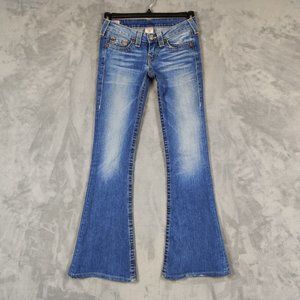 True Religion Jeans Women 26 Blue Carrie Flared Low Rise Denim Stretch 26x32